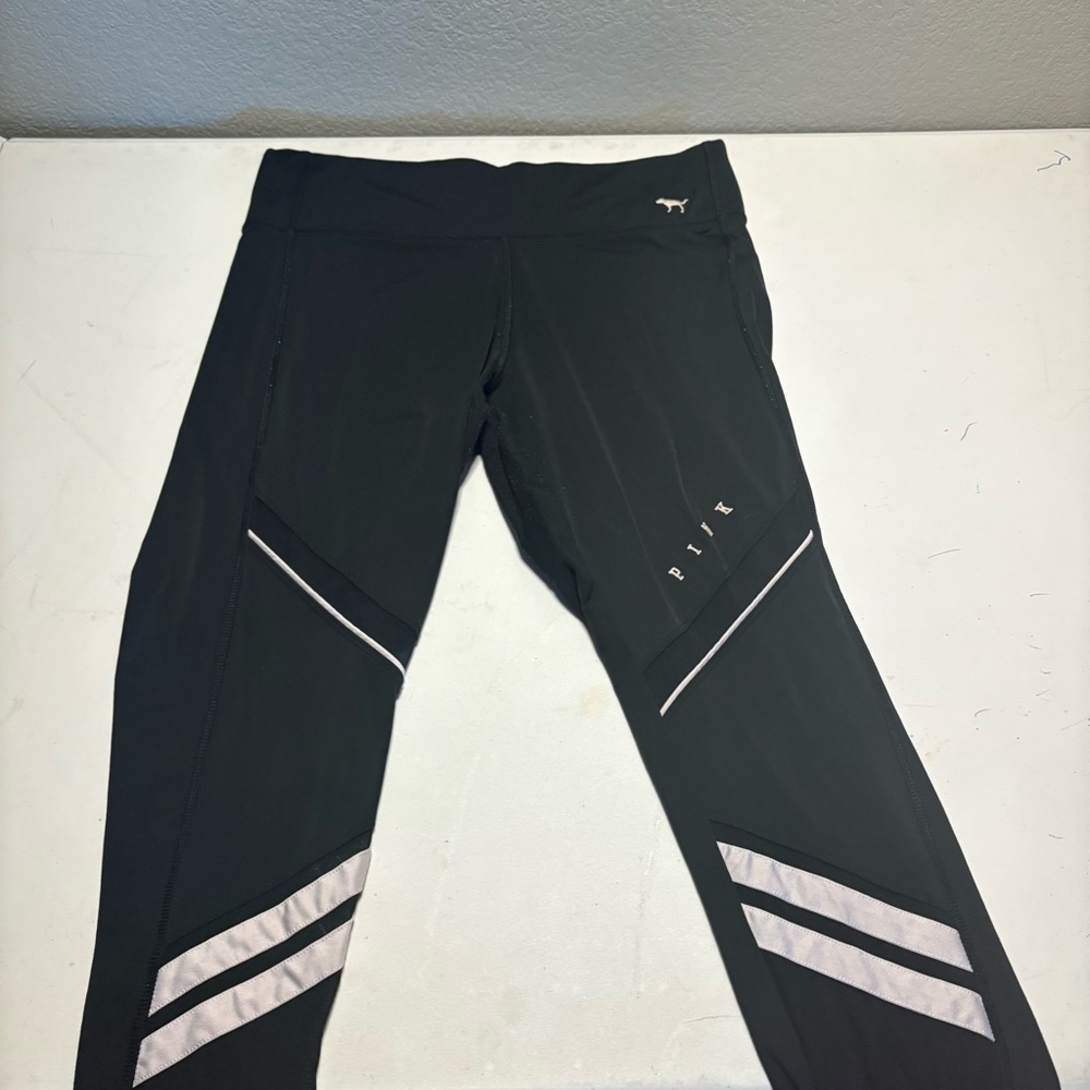 PINK Victoria's Secret Women’s Black Leggings with Stripes - Picture 2 of 13